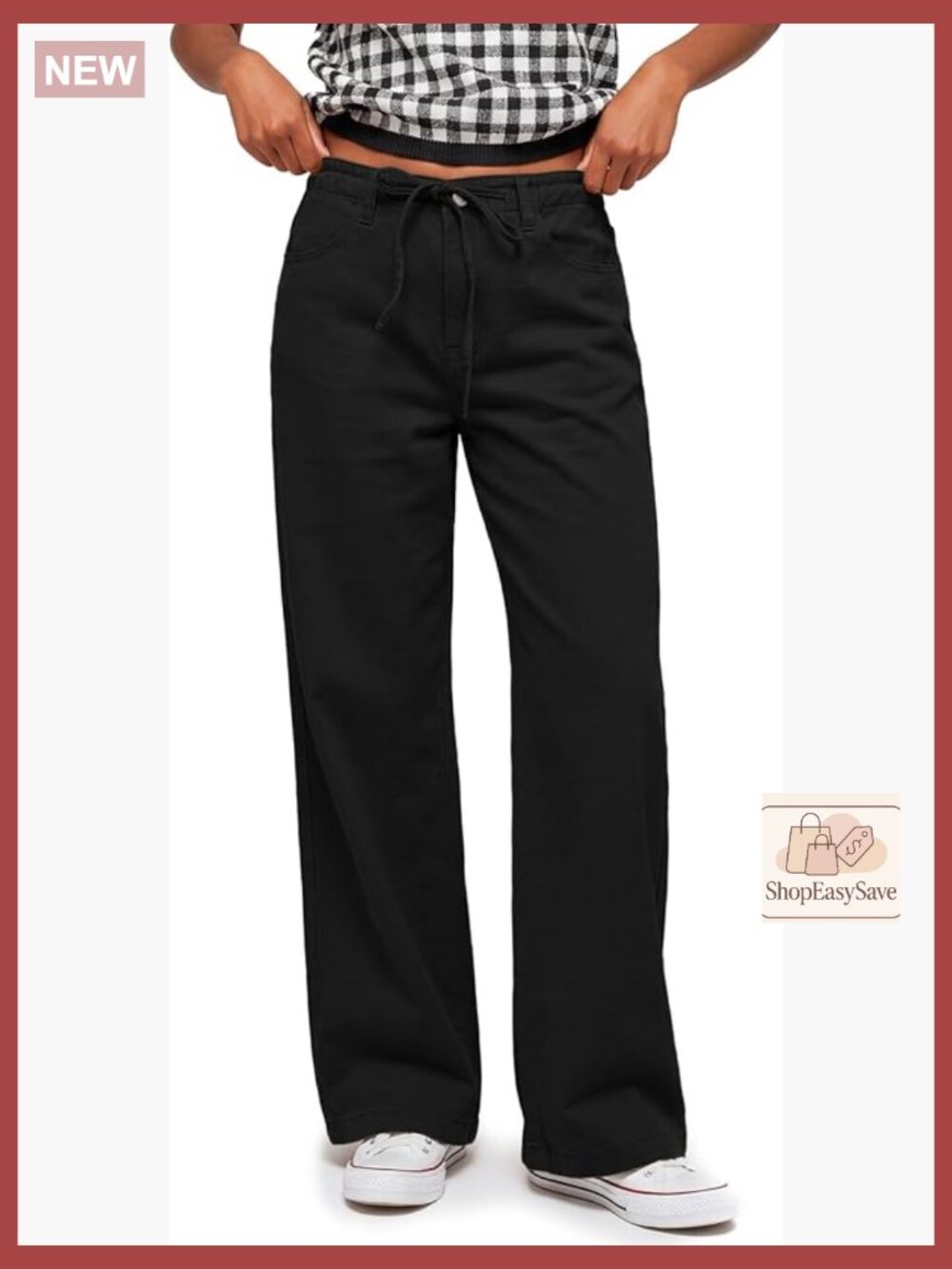 Wide Leg Pants Low Rise Y2K Trousers with Belt Loop Drawstring Pockets